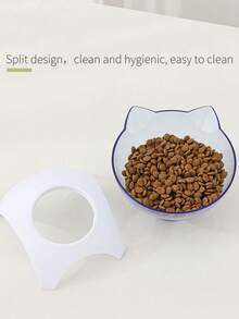 1个防滑塑料宠物碗，猫食碗，颈部保护碗，加高猫咪倾斜食碗，15度角塑料猫托盘，可爱猫耳设计，易于清洁，保护宠物颈部，促进健康消化和良好姿势。适用于猫狗 - 耐用宠物用品。 - 無色 - 查看 7