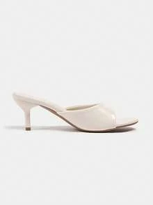 全新夏季女鞋漆面效果穆勒式尖头高跟凉鞋 [请参考尺码表了解尺码] - 米色 - 查看 5