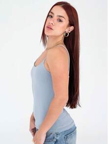 Thin Strap Tank Top In Polyamide Blouse With Lining Suplex Blouse - Grey - View 4