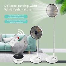 1 pieza Ventilador portátil recargable por USB, capacidad alta de 5400mAh, ajustable, plegable, temporizador, rotación automática, adecuado para escritorio o piso, control remoto, gran acompañante para refrescarse en actividades al aire libre en verano