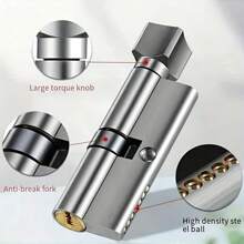 Silver Door Lock With A Single-Sided Hole, Featuring An Inner And Outer Handle Combination, Key Entry, No Power Required, Suitable For Bedrooms Or Bathrooms/Entry Handles/Heavy-Duty Use In Homes And Offices With A Free Latch.