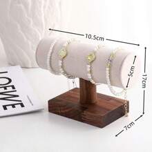 1pc Walnut Wood Color Jewelry Display Stand, High-End Jewelry Counter, Displaying Props Such As Bracelets, Watches, Necklaces, And Ring Racks For Women Storage Organizer Travel Essentials Back To School Dormitory Storage