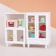 1:12 Dollhouse Miniature Furniture, Furniture Model Scene, Modern White Accessory Cabinet, Cupboard, 3-Tier Cabinet, 2-Tier Cabinet, Miniature Scene Cabinet, Miniature Scene Photography Props - Multicolor - View 2