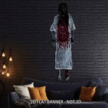 1 2D 平面亚克力万圣节恐怖元素吊坠，非常适合万圣节家居装饰、节日必需品、恐怖装饰风格、家居装饰客厅