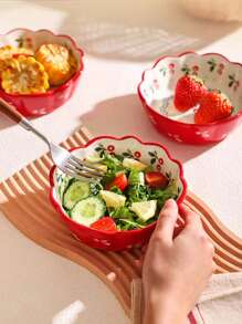 1pc Ceramic Bowl, Decorative Bowl, Fruit Bowl, Suitable For Home Kitchen, Restaurant, Living Room, Fruit, Snack, Candy, Salad, Cake Serving, Applicable For Wedding, Party, Gift, Birthday