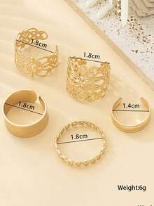 5 件/套几何镂空趾环，可调节沙滩脚饰品，适合日常佩戴，是送给朋友和家人的绝佳礼物