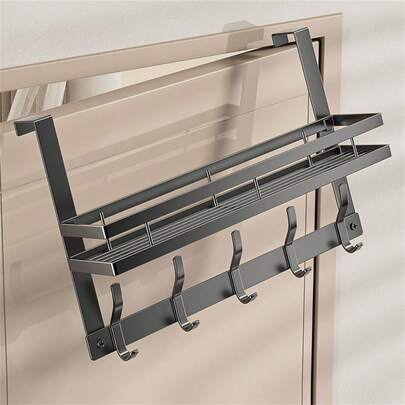 1 pieza Gancho para puerta sin agujeros, perchero de almacenamiento para dormitorio y organización del hogar, soporte versátil de pared para abrigos, sombreros, bolsas, toallas y accesorios, solución de ahorro de espacio para lavandería y cuidado de prendas diario, instalación fácil sin taladrar, accesorio duradero y confiable para puerta y pared para una vida moderna, diseño minimalista para mejorar la organización del armario y la entrada