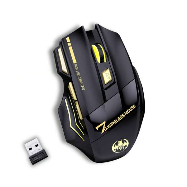1pc New USB Wireless Mouse With Colorful Light, 2.4G Optical Mouse, Rechargeable Plug And Play, Suitable For Home And Office Use