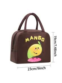 1pc Student Fruit Pattern Cartoon Lunch Box Bag, Durable Oxford Cloth, Easy To Clean, Hands Can Keep Warm And Cold Proof, Suitable For Carrying And Storing In Schools, Offices, And Outings - Outdoor Travel - Back To School Season