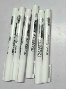 1pc/12pcs White Permanent Marker Pen, Waterproof & Oil-Based For Tire Graffiti, Quick Drying Non-Erasable Fine-Tip Oil-Based Marker Pen Suitable For Glass, Window, Tire, Fabric, Wood, Leather, Ceramic, Metal, Paper, Art Drawing, Graffiti, Wedding, Photo Album, Wedding Decoration (Random Color)