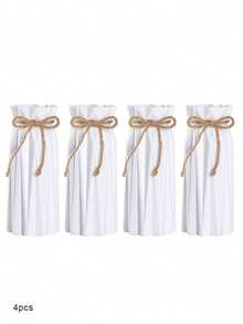 Jarrón de plástico, altura 17,5 cm, jarrón de diseño de origami para pasto pampa, jarrón de plástico de unicolor, jarrón para flores artificiales de apariencia cerámica, para decoración central de mesa, decoración de granja rústica, oficina, hogar, sala de estar, decoración festiva, regalo, decoración del hogar, jarrón de vidrio - Blanco - Ver 17