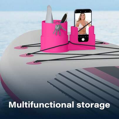 1 pieza Portavasos para kayak, Soporte para bebida y teléfono con cordón para tabla de surf y kayak