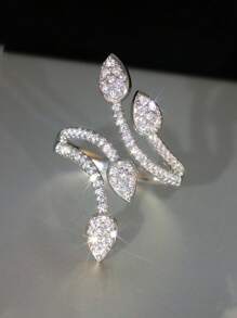 1 pieza Anillo glamoroso con circonita cúbica para mujer para boda, compromiso, aniversario, fiesta, joyería, regalo del Día de San Valentín