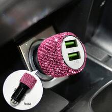 Bling Bling 水钻水晶多端口车载充电器快速充电 PD QC3.0 USB C 车载手机充电器 Type C 适配器 3 合 1 快速充电线兼容 Andriod 手机、行车记录仪、iPad、GPS、节日/生日礼物