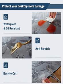 1.0mm Thick PVC Material Matte Floral Dahlia Pattern Rectangular, Square, Roll Applicable For Coffee Table, Bedside Cabinet, Dining Table, Computer Desk, Various Furniture Surface Protection Soft Glass Tablecloth, Necessary For Daily Life, Suitable For All Seasons, Minimalist Style Furniture Surface Protection Crystal Pad, Office Desk - Floral Pattern - View 8