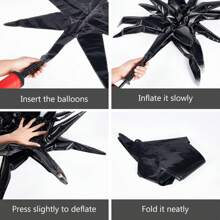 6 قطع بالونات نجمية معدنية 4D سوداء انفجارية، بالون نجمة ذو 14 نقطة قياس 22 بوصة لتزيين حفلات عيد الميلاد والزفاف والذكرى السنوية