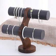 1pc Walnut Wood Color Jewelry Display Stand, High-End Jewelry Counter, Displaying Props Such As Bracelets, Watches, Necklaces, And Ring Racks For Women Storage Organizer Travel Essentials Back To School Dormitory Storage