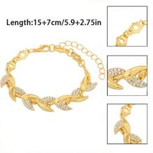 سوار أنيق معلق به ورقة من طبقة الذهب ال- 18 قيراط، مرصع بالراين ستون، مناسب للزفاف والسفر والنزهات والحفلات وأوقات الصيف، مجوهرات غربية وإكسسوارات شاطئية وأحداث رسمية