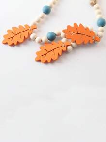 1 件波西米亚风格木珠串挂饰，秋季感恩节 DIY 木制枫叶和米色珠子编织流苏挂饰，适用于家居装饰、感恩节装饰、秋季装饰、圣诞节装饰、餐桌装饰、壁炉架挂饰、入口装饰、日常装饰、房间装饰、墙壁装饰、客厅装饰、秋季装饰，