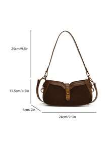 Stylish Color Block Patchwork Square Handbag,Women's New Fashion Versatile Shoulder/Crossbody/Underarm Bag For Commute - Coffee - View 7