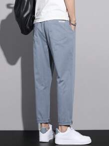 Men's Solid Color With Drawstring Waist Casual Tapered Ankle-Length Pants