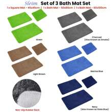 Cozy Green 3-Piece Bath Mat Set - Soft, Absorbent Bathroom Rugs For Comfort And Style