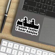 3-Inch "Paddle Faster, I Hear Banjos Sticker - Funny Outdoor-Themed Vinyl Sticker For Laptops, Notebooks, Water Bottles, Kayaks, Camping Gear, And Personal Spaces | Great For Outdoor Enthusiasts, Campers, Humor Fans, And Kayakers | Perfect Gift For Friends, Family, And Nature Lovers | Quirky Sticker For Outdoor Fun, Humor Decor, And Adventure Inspiration"
