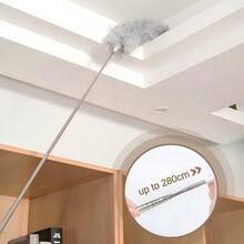 1 件可伸缩手柄吊扇除尘器，家庭清洁天花板除尘工具，可拆卸和可清洗超细纤维天花板和风扇除尘器，适用于厨房、客厅、卧室、走廊 - 灰色 - 查看 11