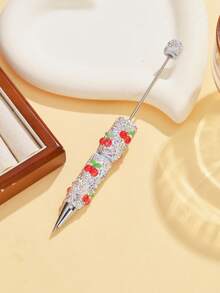 1/3/5/10pcs Multi-Color Luxury Fruit Crystal Beads Pen Refill, Black Ink, Smooth Writing, Full Covered Rhinestone Ballpoint Pen, Creative DIY Jewelry Pen, School/Office/Study Supplies, Gift