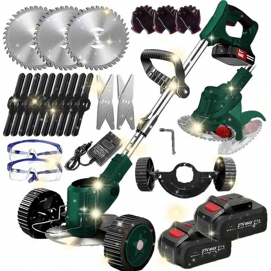 Cordless Weeder, Battery Powered Mower, 3 In 1 Rechargeable Electric Lawn Trimmer, Lawn Trimming Tool, Garden Styling Tool, Tree Trimmer For Lawn Garden Yard Weeder, Trimmer, Saw