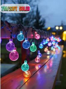 1 pièce Guirlande lumineuse solaire cristalline pour l'extérieur, 100/50/20 LED, 8 modes d'éclairage, étanche IP65, décoration extérieure, convient pour les jardins, les cours, les terrasses, les mariages, les fêtes, Noël, Halloween, la Saint-Valentin et autres guirlandes décoratives (lumière chaude, lumière blanche, lumière colorée, lumière violette)
