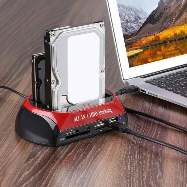 USB 2.0 zu SATA HDD Erweiterungsdockingstation für 6,35 cm/8,89 cm SATA HDD-Rahmen und SSD - Eurostecker, effiziente Datenübertragung, stabile Verbindung, USB-Dockingstationen, ohne Stromversorgung
