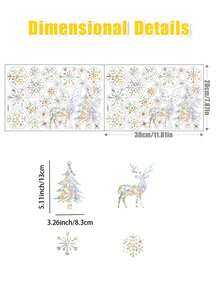 50 件/2 张圣诞树、雪花和驯鹿窗贴、彩色彩虹玻璃窗装饰贴纸，适用于家庭、冬季节日装饰、防鸟防撞棱镜太阳捕手玻璃窗贴花 - 彩色 - 查看 9