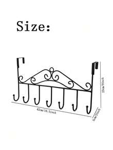 1pc Door Hanging Hook, Nail-Free Wall Mounted Hanger Rack, Bedroom Wardrobe Closet Storage Organizer, Suitable For Office, Living Room, Bedroom, Kitchen, Bathroom - Black