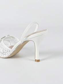 Giày cao gót mũi vuông màu trắng cho nữ, Giày dự tiệc thời trang đa năng gợi cảm, giúp kéo dài chân - trắng - Xem 9