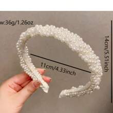 1pc Premium Handmade Pearl & Fishing Line Hair Hoop, Suitable For Weddings And Parties, Made Of ABS Plastic, Hair Band, Headbands