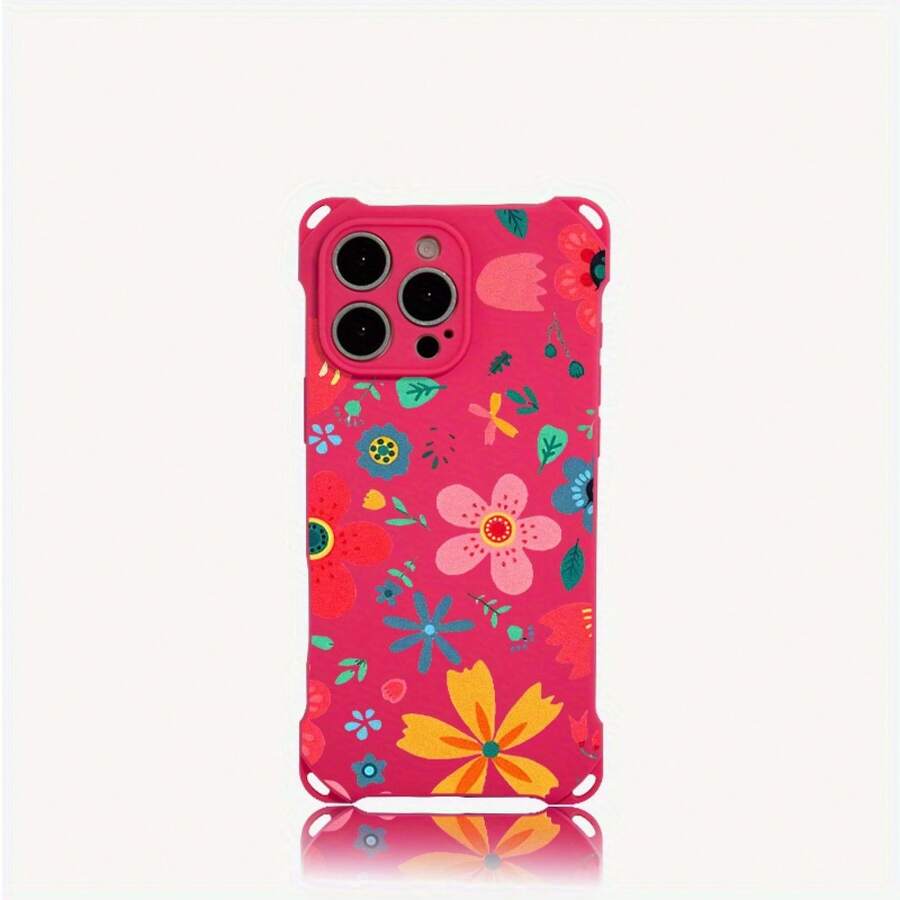 Funda para teléfono (1 unidad). Diseño con estampado floral de dopamina. Incluye orificios para colgar en las cuatro esquinas. Compatible con 12 Pro, 16, 15, 14 Plus y 13. Funda blanda impresa en TPU. - Colores mixtos 1 - Ver 1