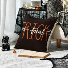 4 件万圣节枕套，可爱鬼南瓜水牛格子蝴蝶结装饰抱枕套，适用于客厅卧室沙发派对装饰（无枕芯）