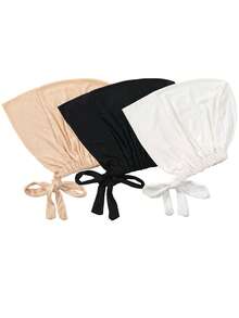 1pc Women Modal Solid Color Drawstring Elastic Headscarf Cap Sleep Bonnet - Strappy Bottom Hat - View 29