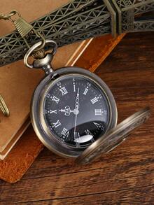1pc Vintage British Roman Numerals Pocket Watch For Men - Bronze - View 3