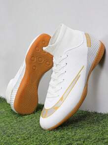 Zapatos de fútbol para hombre con tacos antideslizantes, altos y con cordones, zapatos de entrenamiento de futsal aptos tanto para hombres como para mujeres