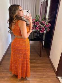 Women Sweater Dresses - Orange - View 2