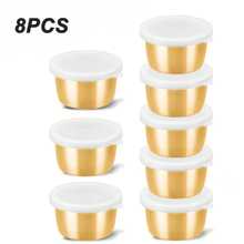 2/4/6/8/12 Pcs 304 Stainless Steel Salad Dressing Containers - 1.35 Oz Portable Sauce Cups With Leakproof Clear Lids, Reusable Seasoning Jars For Bento/Work/School/Picnic/Outdoor Activities/Travel/Back To School Accessories