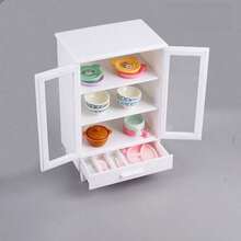 1:12 Dollhouse Miniature Furniture, Furniture Model Scene, Modern White Accessory Cabinet, Cupboard, 3-Tier Cabinet, 2-Tier Cabinet, Miniature Scene Cabinet, Miniature Scene Photography Props - Multicolor - View 6