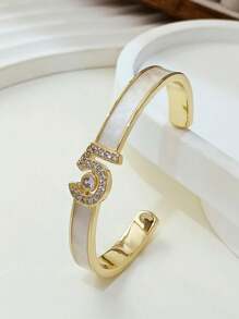 1 pulseira de cobre banhada a ouro 14k elegante e luxuosa com pedras de zircônia, joia feminina para presente