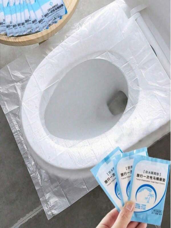 100pcs Portable Individually Packaged Clear Disposable Toilet Seat Cover, Travel Portable Toilet Cover, Toilet Waterproof Cover, Toilet Seat Cover Portable Potty Seat Cover, Household Essentials, Essential Travel Accessories For Business Travel Camping Hospital Stations, Hotel Stays, When Going Out And Using Public Restrooms It Can Also Ensure Your Personal Hygiene Safety