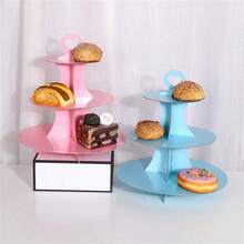 1 pieza Soporte para exhibir pastel de unicolor, plegable para fiestas, comidas, exhibición de pasteles de cumpleaños y postres, con opciones de varios colores, apto para reuniones en el hogar - Multicolor - Ver 3