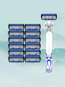 Men's And Women's Universal Manual Shaver, 6-Layer Stainless Steel Hair Removal Razor Blade, Replaceable Shaver Head Shaving Tool, Suitable For Men's Hair Removal, Facial Hair Removal, Barber, Hair Clipper, Hair Accessories, Hair Cutting, Anti Slip Handle, Personal Care And Gifts