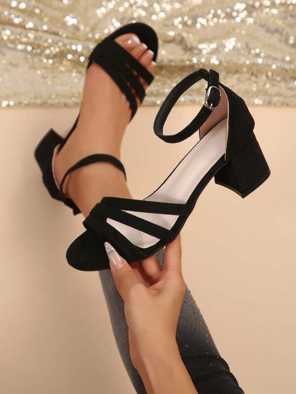 Chunky Heel One-Strap Sandals For Women, Summer Fairy Style Versatile Fashion Mid-Heel Open Toe Shoes