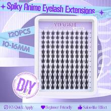 050Lash Clusters Manga Eyelash Clusters Spiky Cluster Eyelash Extensions 10-16mm Anime Lash Extension C Curly Cosplay Doll Cluster Eyelashes 120Pcs DIY Individual Cluster Lashes Thin Band-1 - Anime 02 - 查看 3